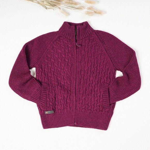 Big Kids Boy's Children's Cable Knit Full Zip Sweater Cardigan Natural B… - Picture 1 of 2